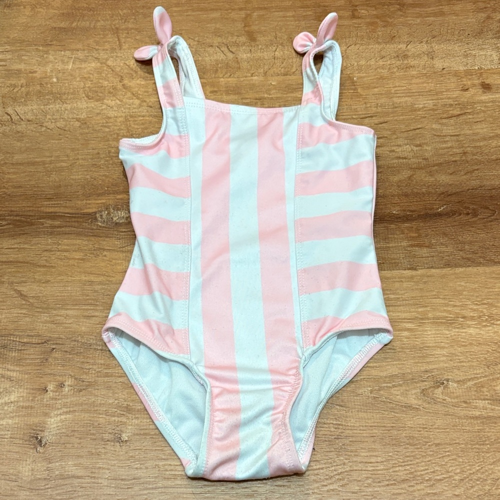 Cat & Jack Girls Pink and White Striped Swimsuit One Piece 2T
